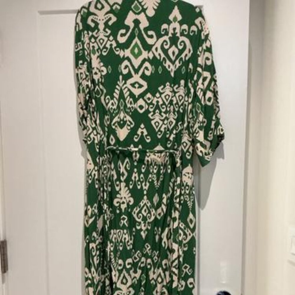 Zara Long Print Green Dress - Like New - L - Picture 3 of 3